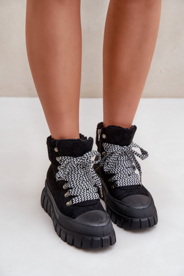 Femenino calentamiento Botas zapatos con una plataforma de color negro Alcyhen