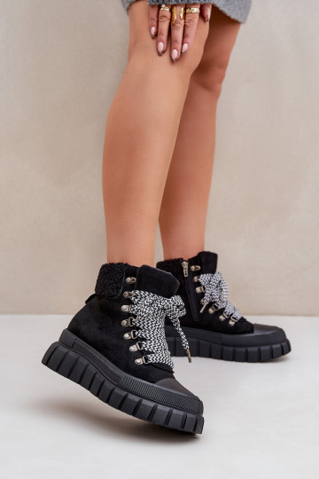 Femenino calentamiento Botas zapatos con una plataforma de color negro Alcyhen 2