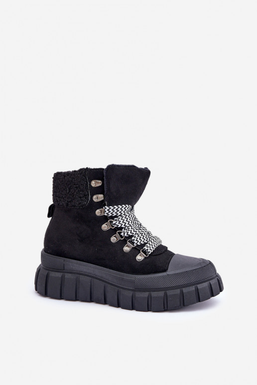 Botines forrados de mujer con plataforma en color negro Alcyhen