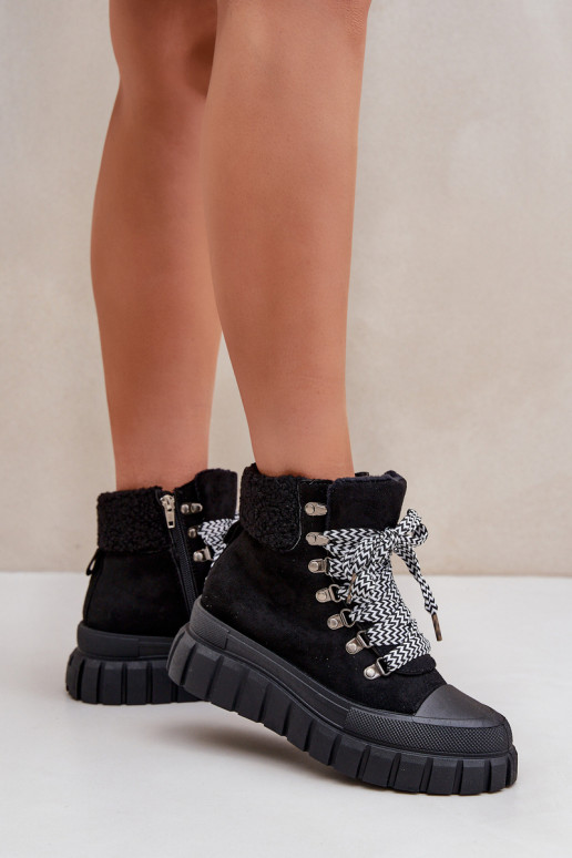 Femenino calentamiento Botas zapatos con una plataforma de color negro Alcyhen