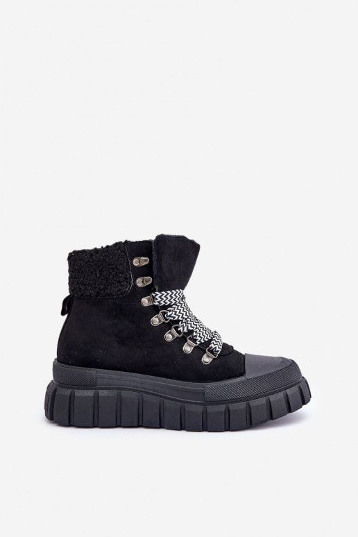 Botines forrados de mujer con plataforma en color negro Alcyhen