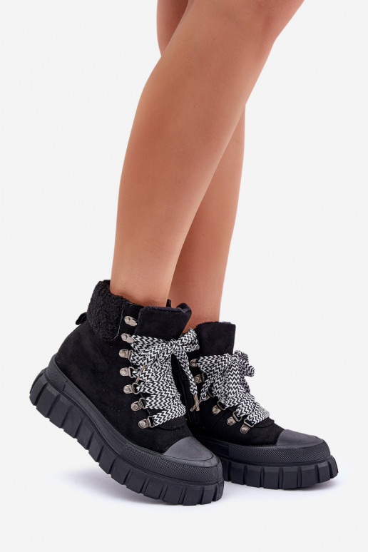 Femenino calentamiento Botas zapatos con una plataforma de color negro Alcyhen