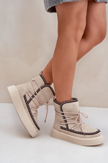 Botas de nieve Femenino Z Haftem con una plataforma color marfil Activadoleris