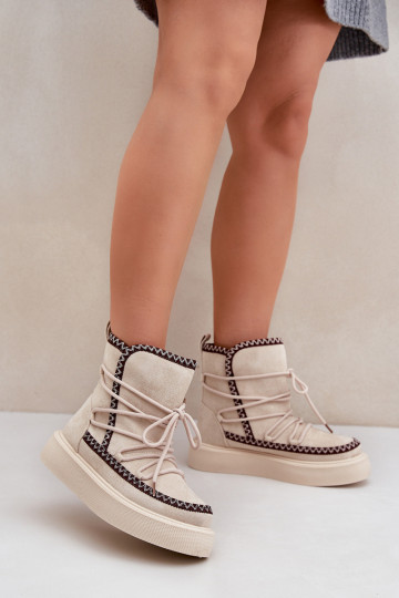 Botas de nieve Femenino Z Haftem con una plataforma color marfil Activadoleris 2