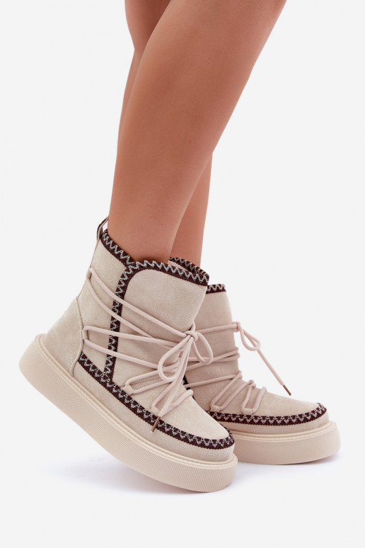 Botas de nieve Femenino Z Haftem con una plataforma color marfil Activadoleris Botas de nieve Femenino Z Haftem con una plataforma color marfil Activadoleris