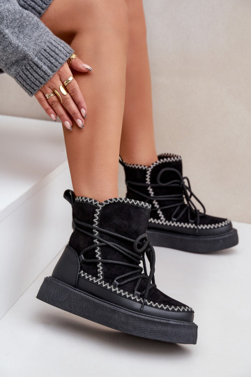 Botas de nieve Femenino Z Haftem con una plataforma de color negro Activadoleris