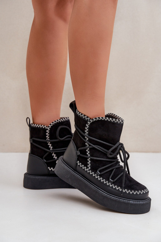 Botas de nieve Femenino Z Haftem con una plataforma de color negro Activadoleris