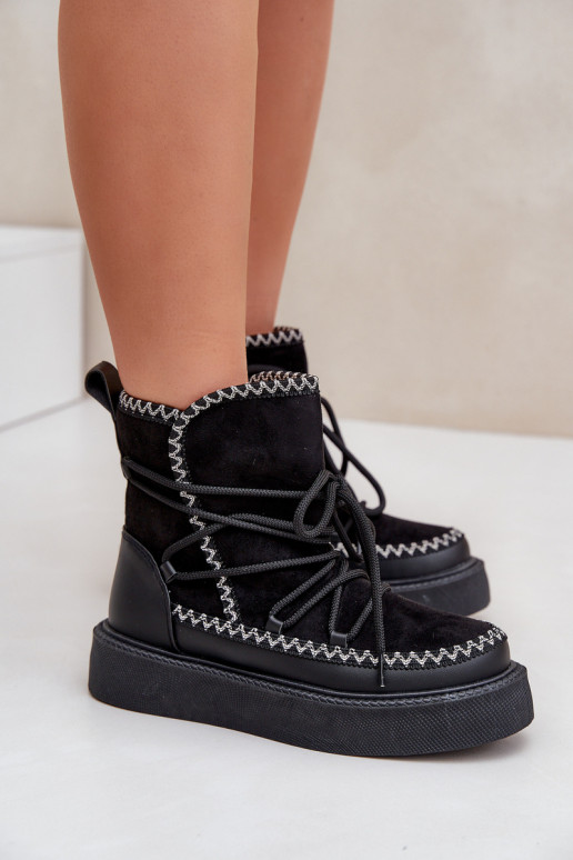 Botas de nieve Femenino Z Haftem con una plataforma de color negro Activadoleris