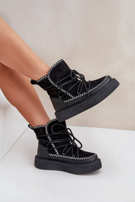 Botas de nieve Femenino Z Haftem con una plataforma de color negro Activadoleris