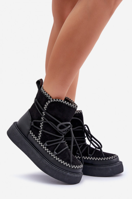 Botas de nieve Femenino Z Haftem con una plataforma de color negro Activadoleris