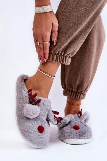 Femenino Activadovidad con un abrigo de piel zapatillas con ciervos color gris Clarie