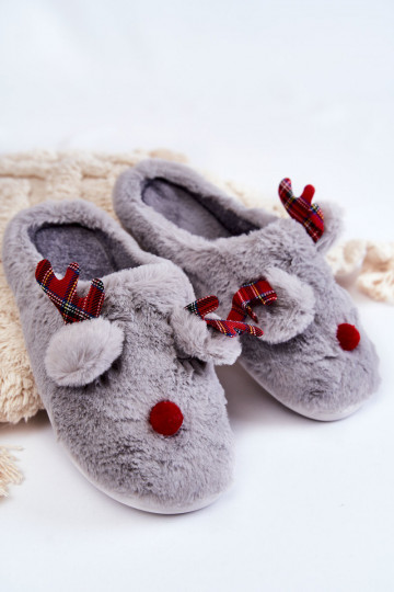 Femenino Activadovidad con un abrigo de piel zapatillas con ciervos color gris Clarie 2