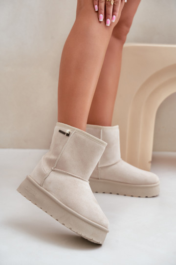 Alto Botas de nieve Femenino con una plataforma Big Star OO274897 color marfil 2