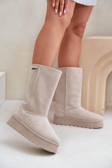 Alto Botas de nieve con una plataforma Big Star OO274894 color marfil