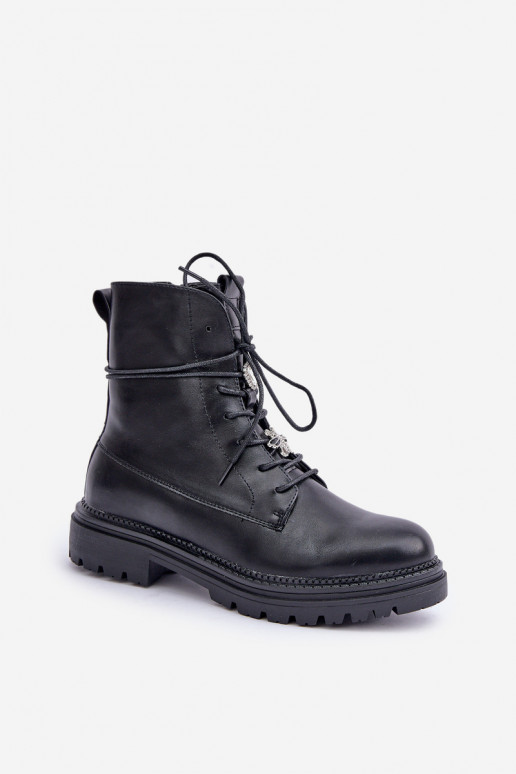 Botines forrados con cintas ajustables en color negro Irivina