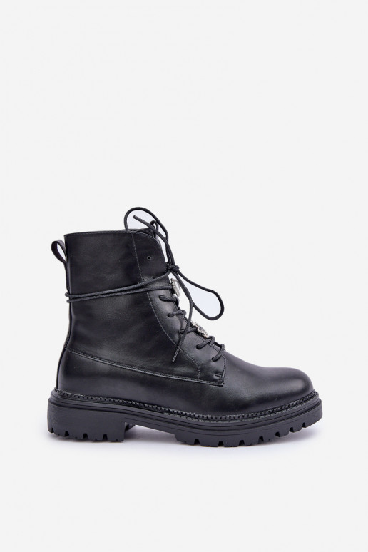 Botines forrados con cintas ajustables en color negro Irivina