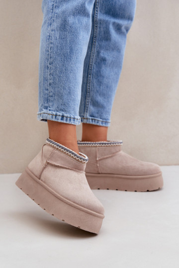 Botas de nieve con una plataforma Con decoraciones Haftem color marfil Heslania 2