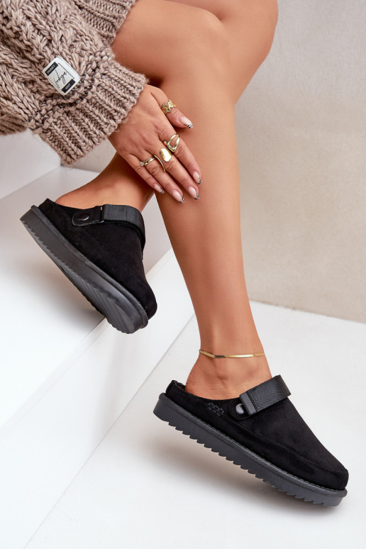 calentamiento Zapatillas Femenino con una plataforma de color negro Neliel