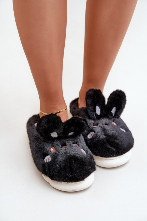 Zapatillas con temática de conejo en color negro Onjtatasha