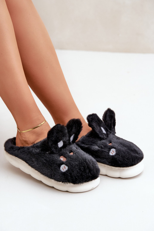 Zapatillas con temática de conejo en color negro Onjtatasha