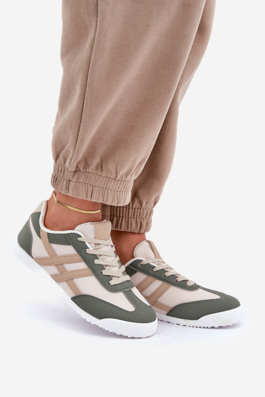Zapatillas bajas de estilo casual en color arena-verde Eezore