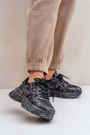 Botines de estilo sneaker para mujer Z con desgastes y plataforma en color negro SeladĮen 2
