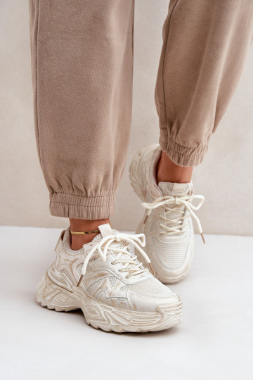Botines de estilo sneaker para mujer Z con desgastes y plataforma en color arena SeladĮen