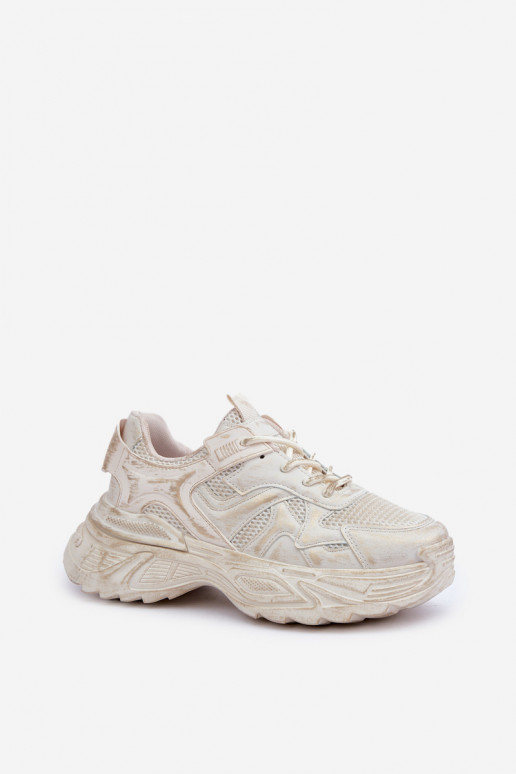 Botines de estilo sneaker para mujer Z con desgastes y plataforma en color arena SeladĮen
