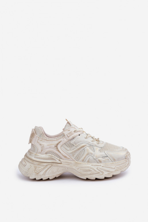 Botines de estilo sneaker para mujer Z con desgastes y plataforma en color arena SeladĮen