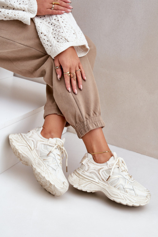 Botines de estilo sneaker para mujer Z con desgastes y plataforma en color arena SeladĮen