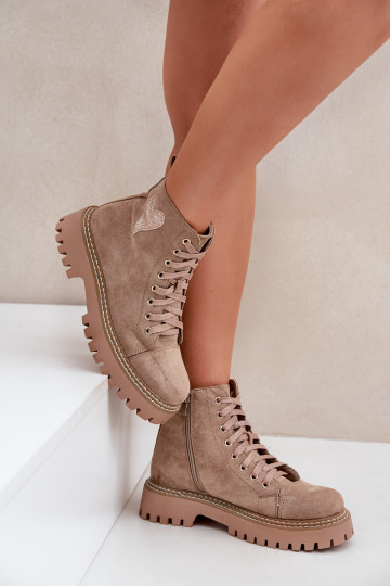 Botas de mujer Z con brillooAym con corazonesm beige Activadoriri