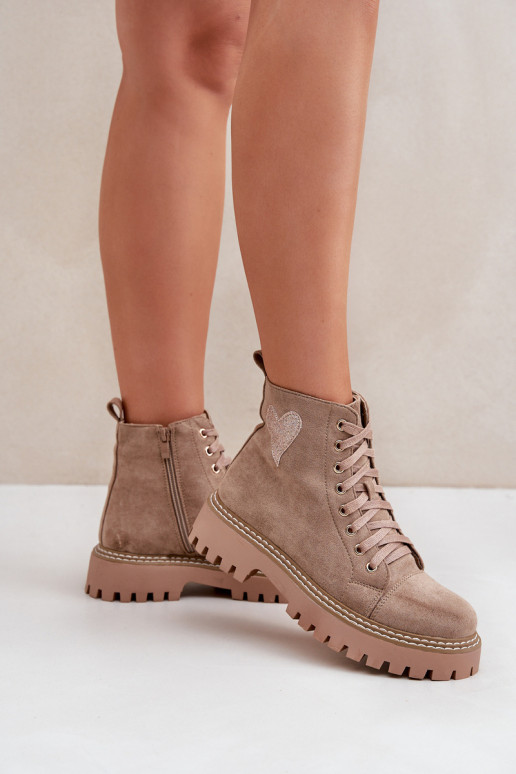 Botas de mujer Z con brillooAym con corazonesm beige Activadoriri