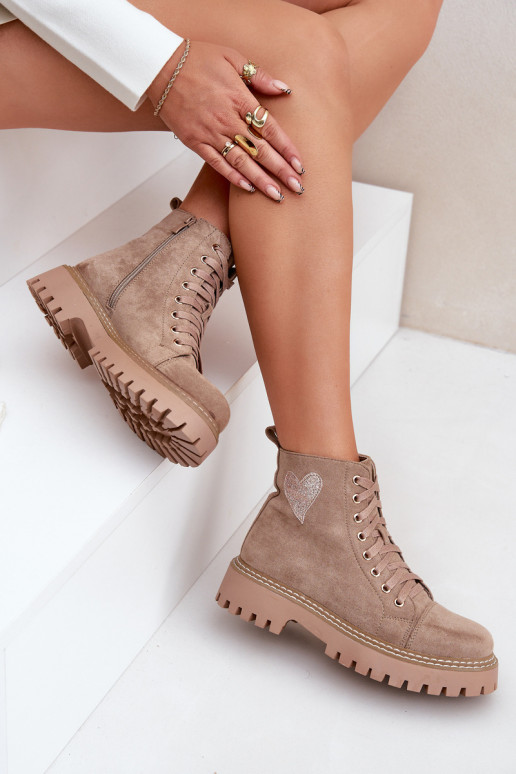 Botas de mujer Z con brillooAym con corazonesm beige Activadoriri