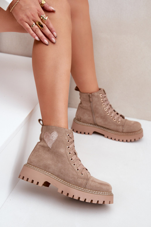 Botas de mujer Z con brillooAym con corazonesm beige Activadoriri