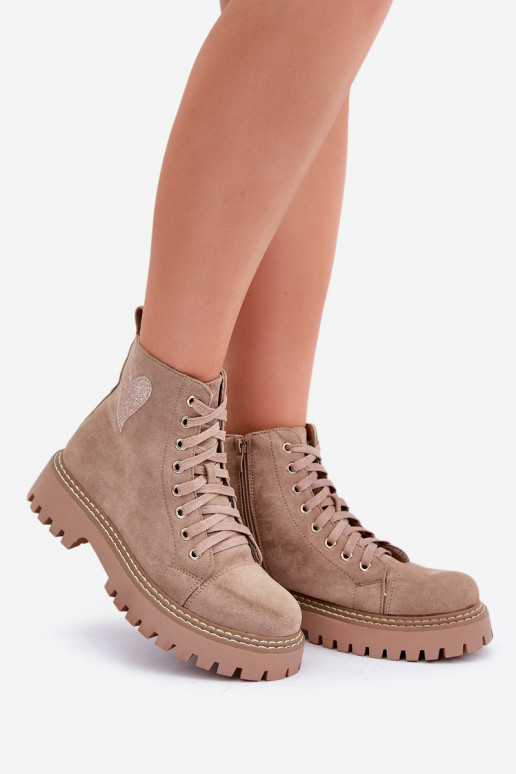 Botas de mujer Z con brillooAym con corazonesm beige Activadoriri