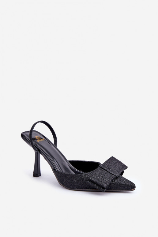 Zapatos de tacón brillante con lazos en color negro Gredan