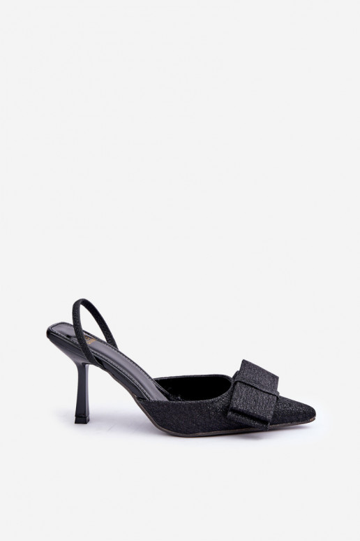 Zapatos de tacón brillante con lazos en color negro Gredan