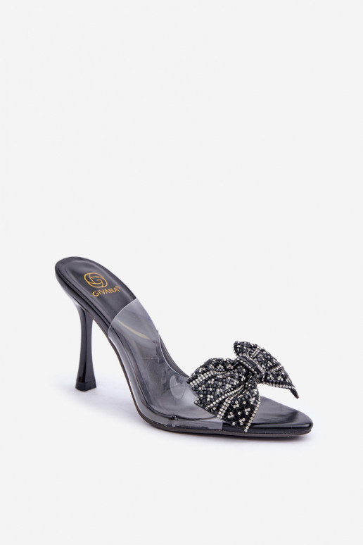 Ver a través de sandalias con tacones finos Con brillante Arco de color negro Viosta Ver a través de sandalias con tacones finos Con brillante Arco de color negro Viosta