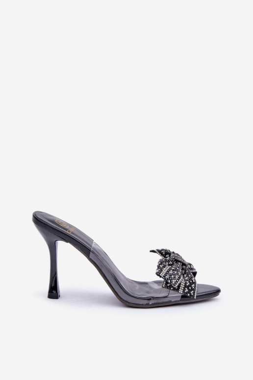 Ver a través de sandalias con tacones finos Con brillante Arco de color negro Viosta Ver a través de sandalias con tacones finos Con brillante Arco de color negro Viosta