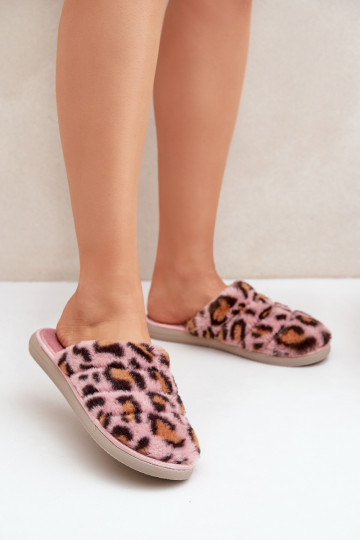 Zapatillas de casa para mujer con forro de pelaje con estampado de leopardo Inblu EK000008 en color rosa 2
