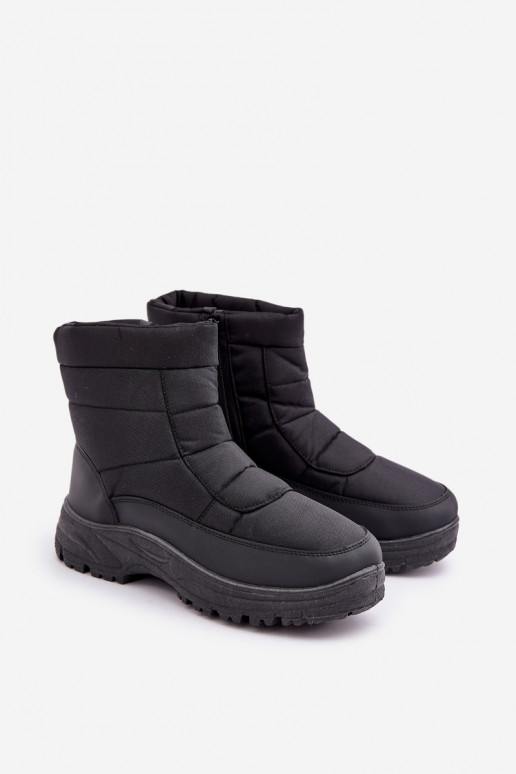 botas de nieve para hombres con forro de pelaje negro Linnora
