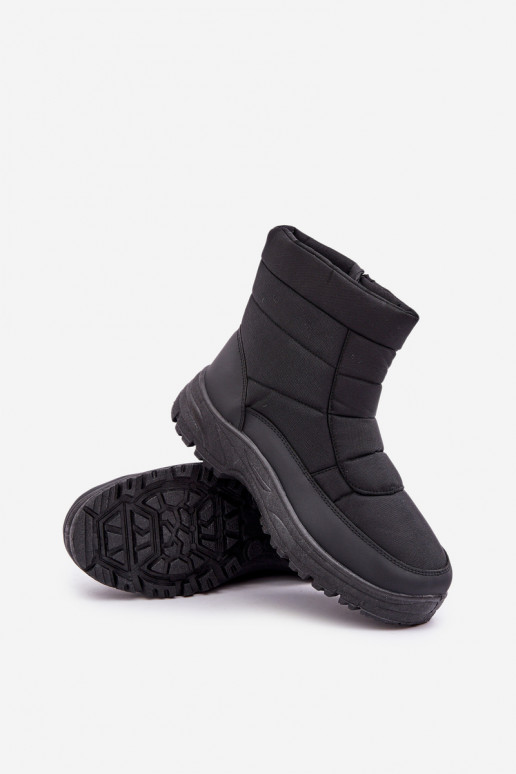 botas de nieve para hombres con forro de pelaje negro Linnora