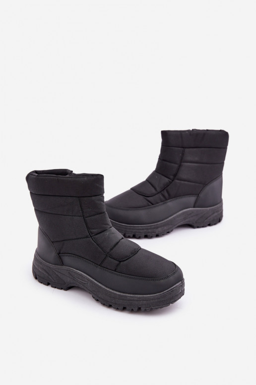 botas de nieve para hombres con forro de pelaje negro Linnora