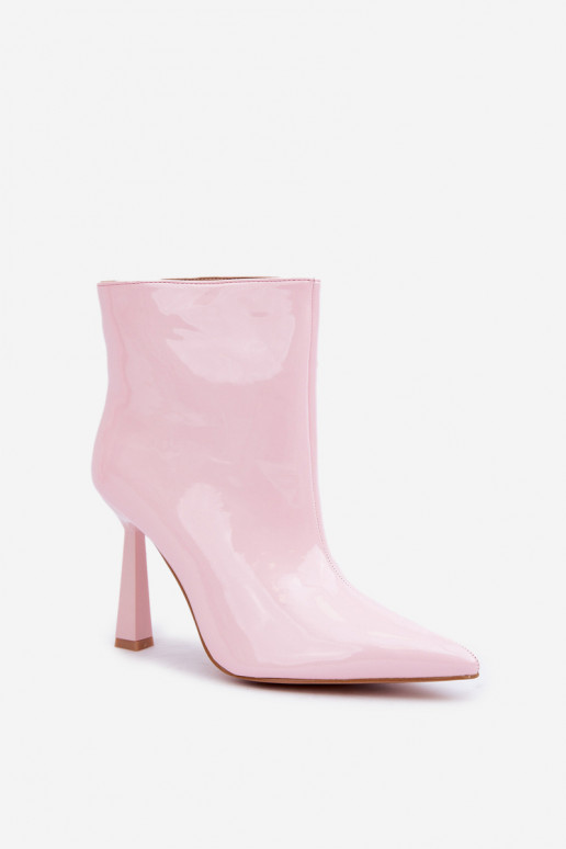 botines con efecto charol modelo Szpice de tipo slip-on color rosa claro Seliri