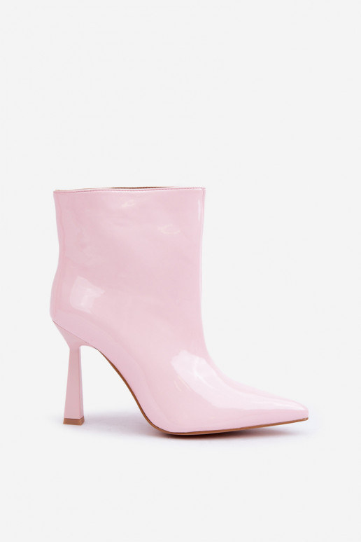botines con efecto charol modelo Szpice de tipo slip-on color rosa claro Seliri