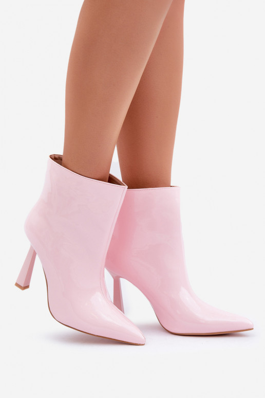 botines con efecto charol modelo Szpice de tipo slip-on color rosa claro Seliri