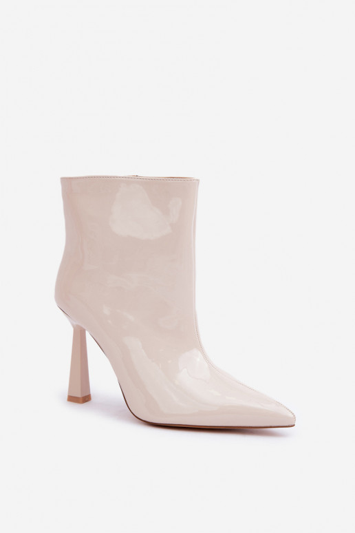 botines con efecto charol modelo Szpice de tipo slip-on color marfil Seliri