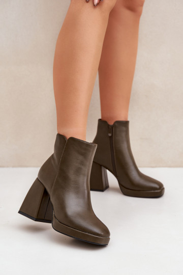 botines con tacón de eco cuero color caqui Selarae 2