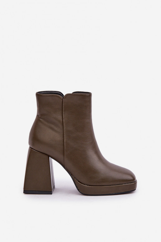 botines con tacón de eco cuero color caqui Selarae
