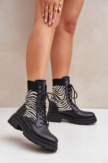 botines de trabajo Femenino con plantilla tipo calcetín Zebra de color negro Raviri 2